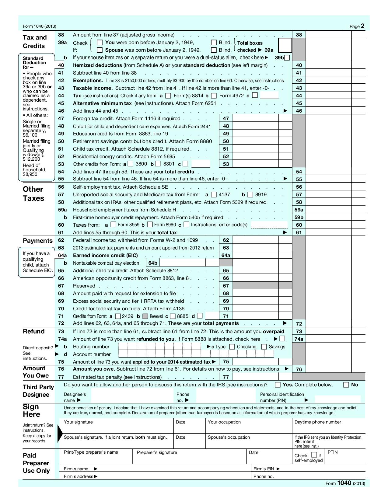 1040 U.S. Individual Tax Return with Schedule A