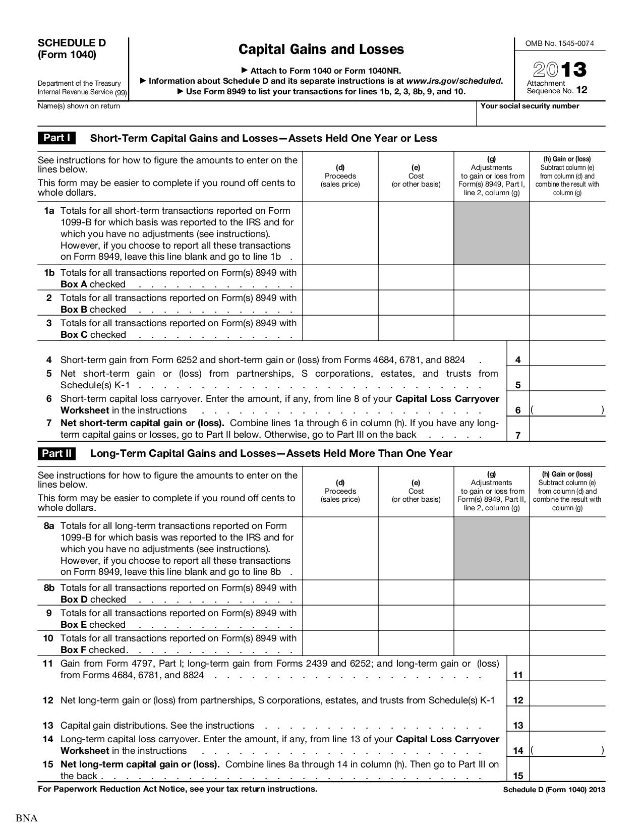 Irs Schedule D Instructions 2022 1040 U.s. Individual Income Tax Return With Schedule D